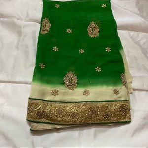 Green designer saree
